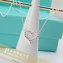 雅格時尚精品代購 Tiffany&Co. 925純銀 Tiffany 蒂芙尼 恆久典雅 愛心滿鑽項鍊 歐美代購