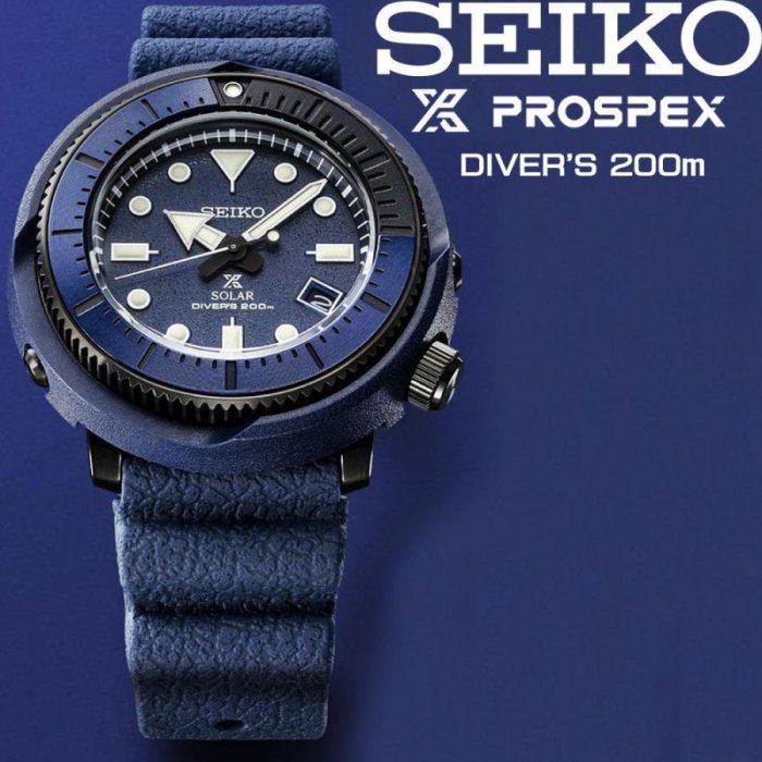 【金台鐘錶】SEIKO 精工錶 鮪魚罐頭 46mm 太陽能 200m 潛水錶 (藍) SNE559P1