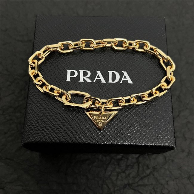 [香港名品]PRADA 普拉達三角形logo吊墜精緻時尚設計手鏈 手串 兩色任選