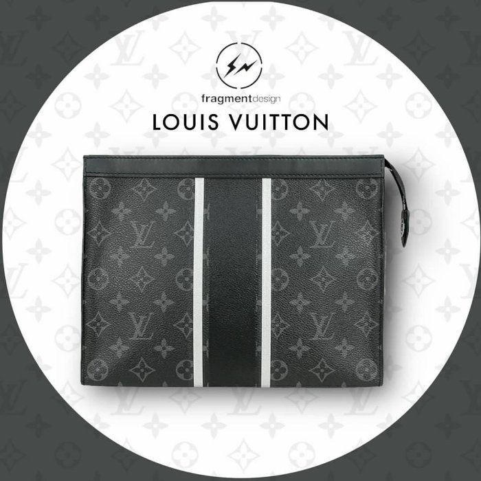 最高可分6期0利率 👜LV Pochette Voyage藤原浩聯名 中號條紋閃電手袋/手拿包M64440 Louis Vuitton