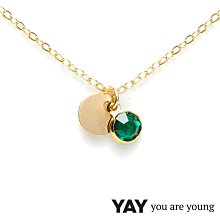 YAY You Are Young 法國品牌 Sultane 綠水晶項鍊 金色