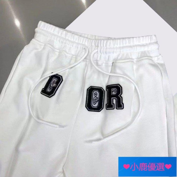 ❤小鹿優選❤DIOR迪奧衛褲女2022早春新品字母章仔刺繡高腰顯瘦抽繩束腳運動休閑褲