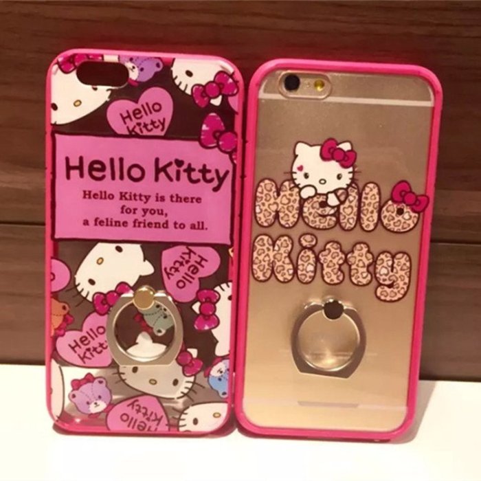 Hello Kitty砰果6伎架手機殼 剴蒂kt貓指環扣iphone6s Plus手機殼