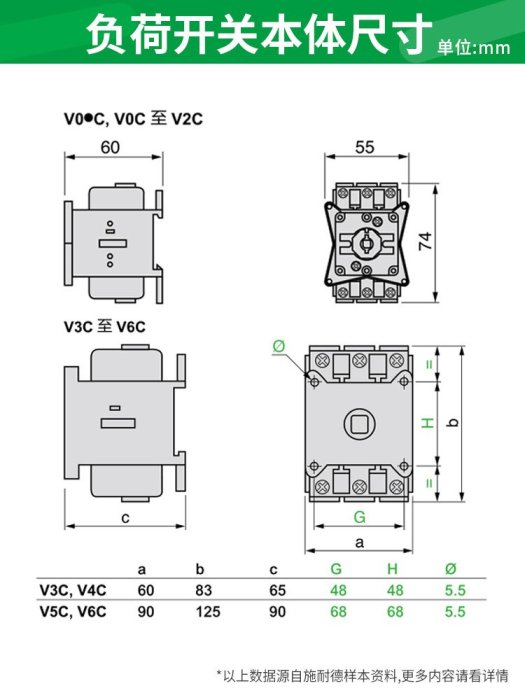 施耐德負荷開關本體V02C V01C V0C V1C V2C V3C V4C KCF1PZC 2PZC