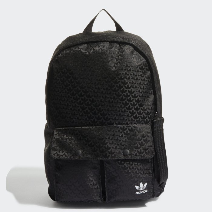 南🔥2022 10月  ADIDAS OG BACKPACK 後背包 雙肩包 滿版 口袋 三葉草 黑 HK0131