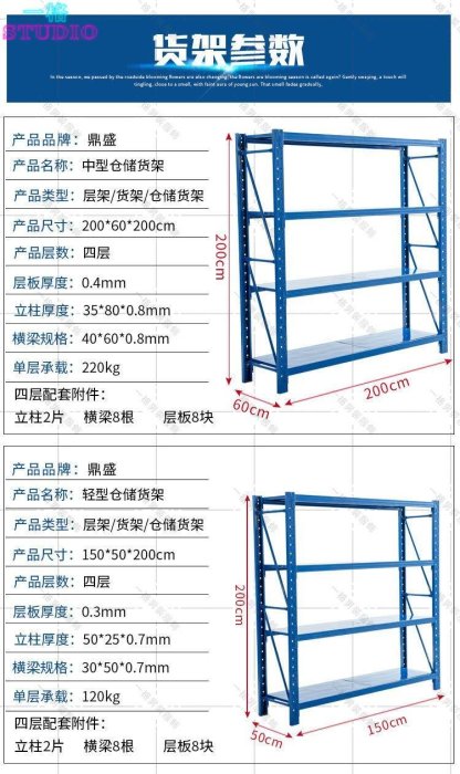 「一格」倉庫貨架置物架多層倉儲貨架重型家用庫房貨物架子自由組合展示架