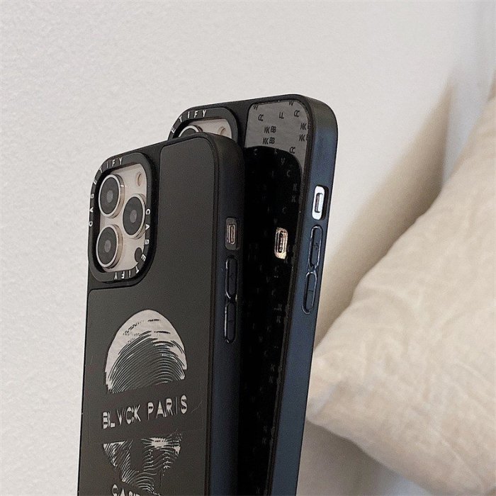 iPhone 11 12 13 Pro Max手機殼 時尚鏡面手機殼 英文黑色鏡面 適用於蘋果11/12/13系列