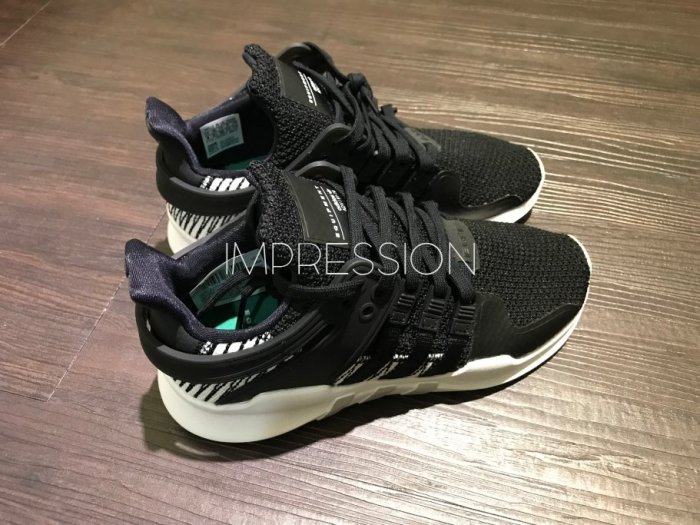 【IMPRESSION】ADIDAS 女 EQT SUPPORT ADV J 編織 線條 黑白 BY9874