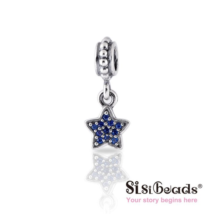 Sisibeads純銀手鍊 適PANDORA 潘朵拉 Charms純銀墜飾 晶鑽鋯石 來自星星寶藍 全新現貨代購荷蘭品牌