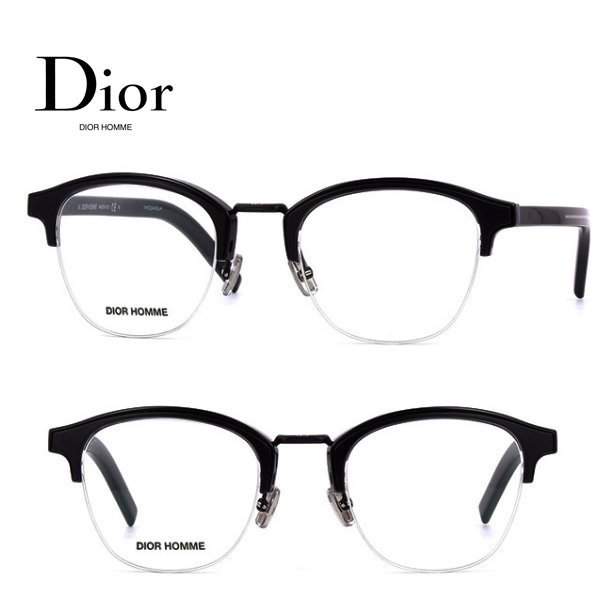 Dior Homme▻(黑色框×金屬銀色) 貓眼框型眼鏡光學鏡框中性款｜100%全新