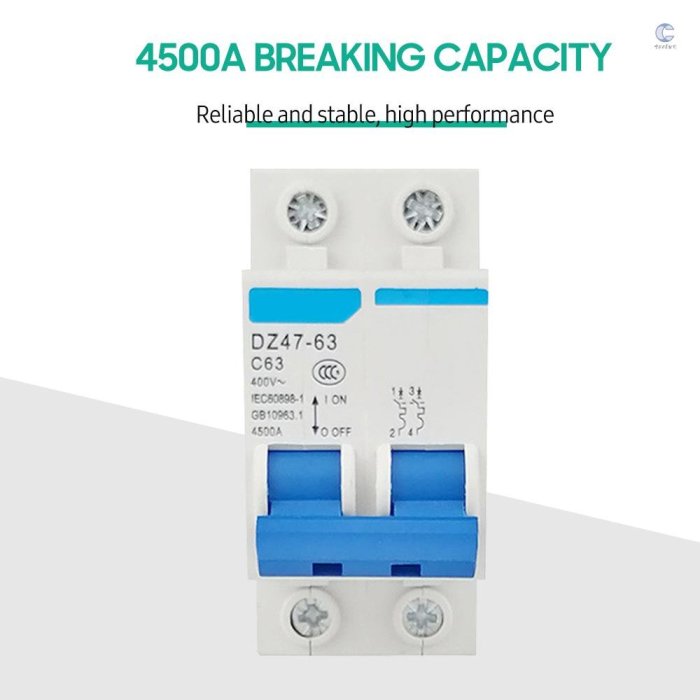 微型漏電斷路器2極400V家用漏電保護器DIN導軌安裝DZ47-63