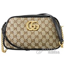 【茱麗葉精品】全新商品 GUCCI 專櫃商品 735357 GG Marmont 緹花帆布斜背相機包.駝/黑 現貨