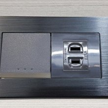 DIY水電材料 中一月光摩登灰 JY-M4106-MRB/LED 1開關1插座/夜光開關/鋁合金面板 拉絲黑色