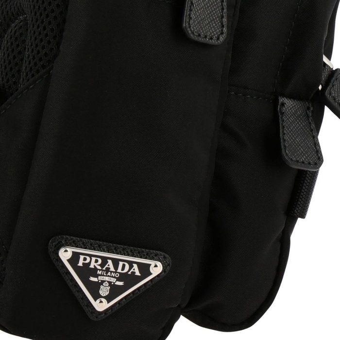 PRADA 2VZ013 黑色尼龍多層拉練 多功能 胸口包 斜背包
