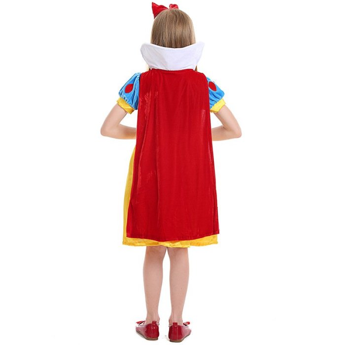白雪公主禮服兒童毛絨紅披肩cosplay童話故事寶寶女孩派對連身裙