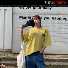 100%韓國空運 [ZUZUKOREA] 休閒潮T 洗滌色調笑臉打印圓領上衣(四色) 213124