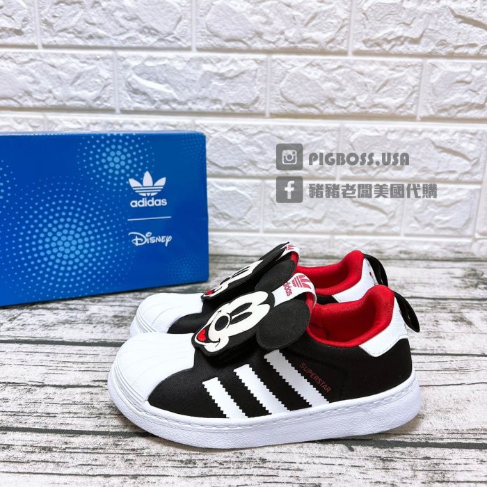 【豬豬老闆】ADIDAS DISNEY X SUPERSTAR 360 休閒鞋 中童 米奇Q46299 米妮Q46300