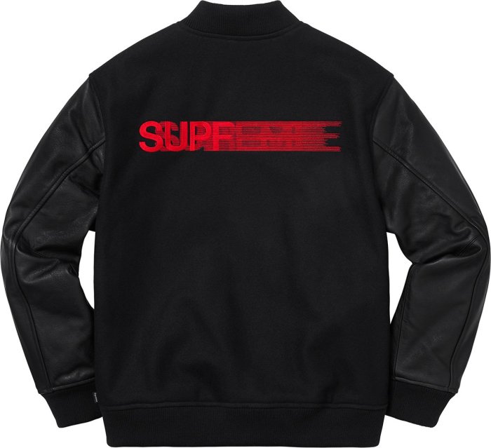 超搶手】全新正品2018 FW Supreme Motion Logo Varsity Jacket 飄移