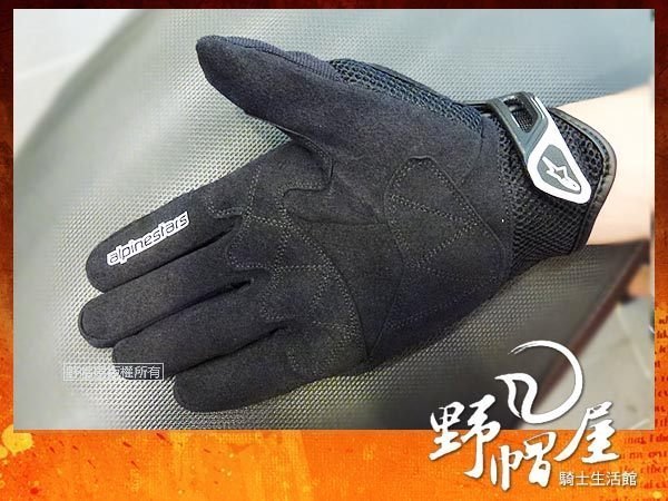 三重《野帽屋》ALPINESTARS SPARTAN 防摔 短手套 透氣 內護具 夏季 公司貨‧黑