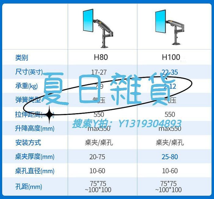 螢幕支架NB H80 帶立柱顯示器支架桌面升降屏幕H100支架萬向豎屏增高架