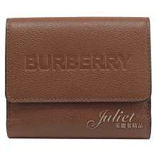 【茱麗葉精品】全新精品 BURBERRY 專櫃商品 8052828 LUNA 烙印LOGO牛皮釦式零錢短夾.咖 現貨