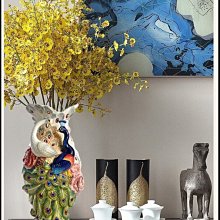 歐式古典風 陶瓷孔雀造型花瓶 玄關花器藝術品大器客廳裝飾品過年新年居家布置裝飾品送禮品入厝開店【歐舍傢居】