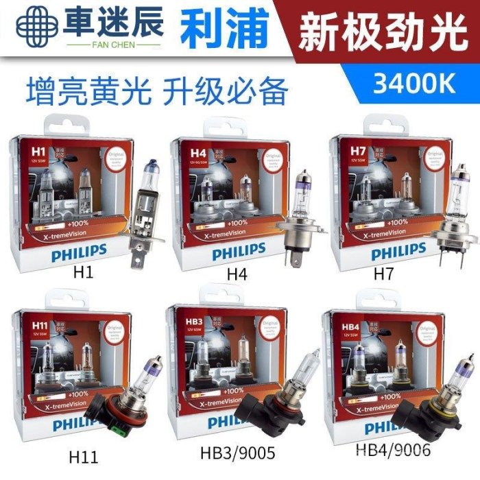 PHILIPS 汽車燈泡 新極勁光 H1 H4 H7 HB3 HB4 H11 飛利浦 鹵素前大燈12v 55w遠燈車迷辰