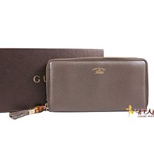 ＊奢華大道國際精品＊【G1258】GUCCI 深灰色竹節ㄇ字拉鍊長夾 307984