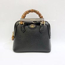 遠麗精品(板橋店) S3336 Gucci Diana竹節迷你黑色貝殼手提肩背包715775