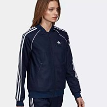 【Dr.Shoes 】Adidas Track Jacket 女裝 深藍 白線條 運動休閒 立領外套 DH3101