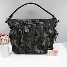 優買二手精品名牌店 PRADA BR4586 黑色牛皮迷彩降落傘布尼龍布銀釦 肩背包高菲包手提包購物包拉鍊包 美品