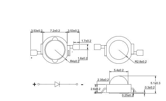 【333】2W LED超大晶粒 230.LM 8500K日行燈 植物燈 水族燈 水產 手電筒 礦燈 強聚光燈珠