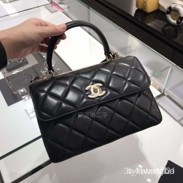 正品CHANEL  COCO A92236 手把口蓋包 金鍊 25cm 斜挎包 手提包gfhf kl OVE4