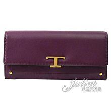 【茱麗葉精品】【全新商品】TODS 專櫃商品 T Timeless 金屬LOGO牛皮翻蓋釦式長夾.深紫  現貨