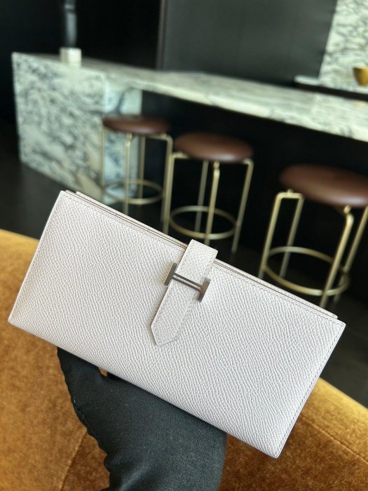 全新品 愛馬仕全配 美國購買證明 Hermes bearn wallet 超美Bearn 實用經典 粉色 夢幻紫 新色 女款 長夾 薄款皮夾 現貨