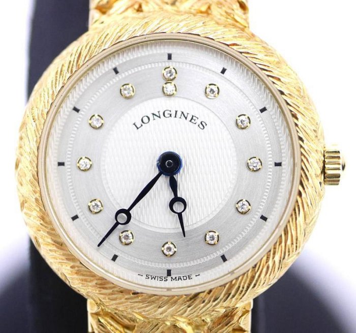 Longines/浪琴女表石英女士純18K金鑲鉆二手瑞士手表原裝正品