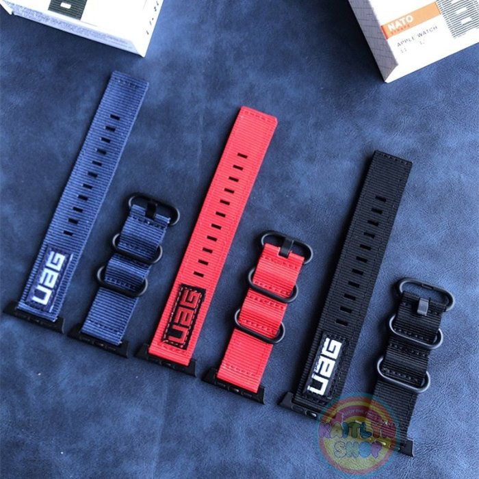 UAG 錶帶  適用 Apple Watch s7 錶帶 UAG 錶帶 尼龍錶帶三扣 適用蘋果手錶 38mm 42mm 41mm 45mm