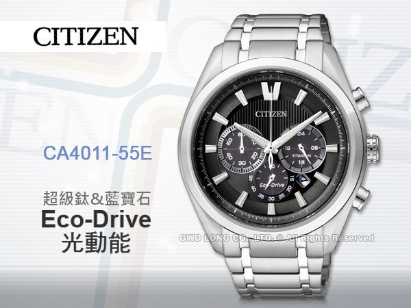 CASIO 手錶專賣店 國隆 CITIZEN星辰 CA4011-55E 男錶 光動能 鈦京屬錶帶 黑 藍寶石玻璃鏡面 防