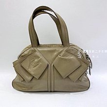 遠麗精品(板橋店) Y0817 YSL 灰色漆皮蝴蝶結肩背包 220177