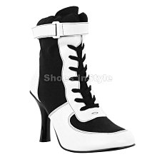 Shoes InStyle《三吋》美國品牌 FUNTASMA 原廠正品帆布高跟圓頭運動短馬靴 有大尺碼『黑白色』