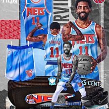 南◇2021 4月 Nike NBA 布魯克林籃網隊 KYRIE IRVING 11 藍色 復古球衣CQ4253-403