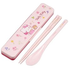 ♥小花花日本精品♥ HelloKitty 哆啦A夢 史努比 龍貓 兩件式餐具組 筷子 湯匙 附收納盒 方便隨身攜帶 ~ 3