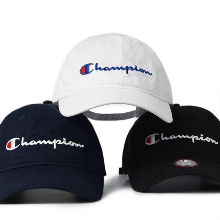 潮牌全新正品▶️Champion 冠軍老帽帽子刺繡LOGO 鴨舌棒球帽男女深藍