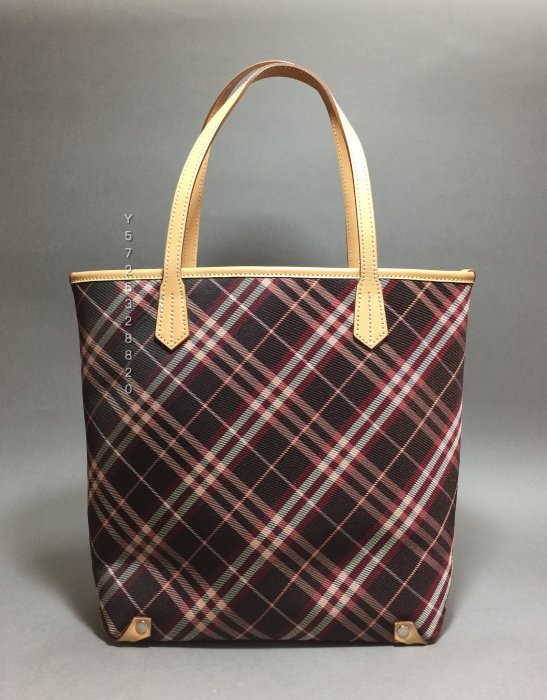 此輪特價！9.9新真品BURBERRY blue label 經典格紋牛皮手袋made in