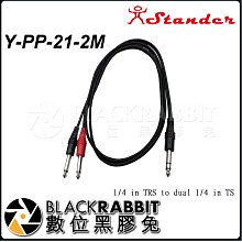 數位黑膠兔【 Stander Y-PP-21 公1/4 6.3mm TRS 轉 (R) 公 TS 2M】 導線 分接線