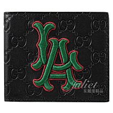 【茱麗葉精品】全新精品 GUCCI 專櫃商品 547787 LA Dodgers 雙G LOGO牛皮八卡中短夾.黑 現貨