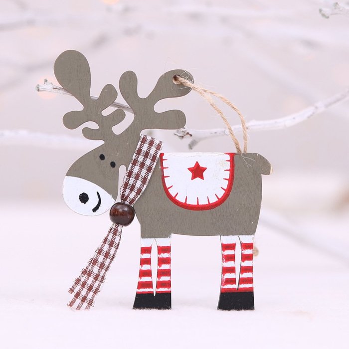 聖誕節---木片麋鹿掛飾