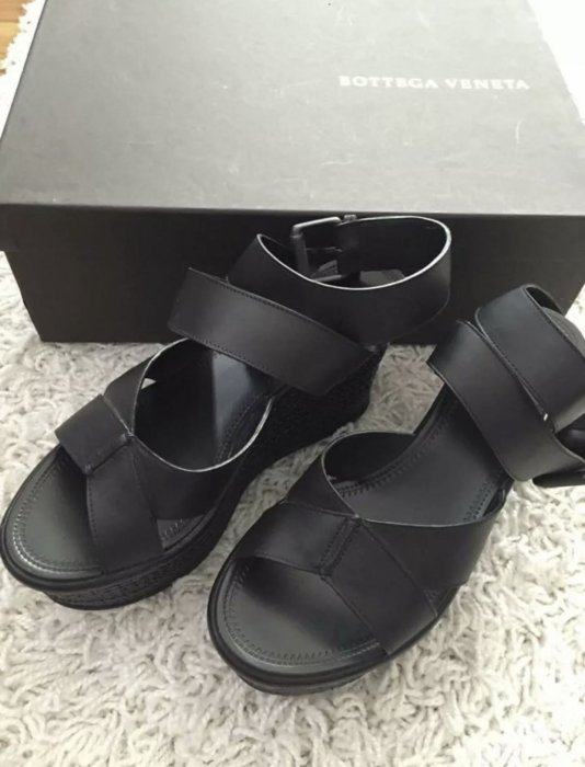 黑色 Bottega veneta platform wedge 楔型/厚底涼鞋