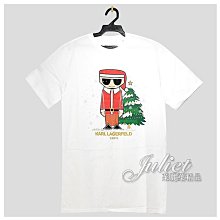 【茱麗葉精品】【全新精品】KARL LAGERFELD 卡爾 老佛爺聖誕限定造型棉質短T恤.白 多尺寸 現貨