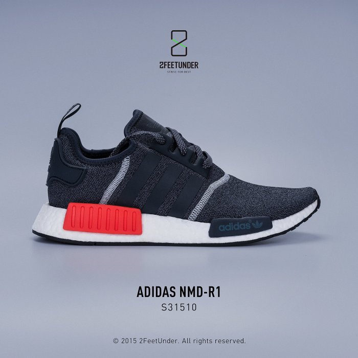 2FeetUnder - Adidas Originals NMD_R1 深灰紅 反光 S31510